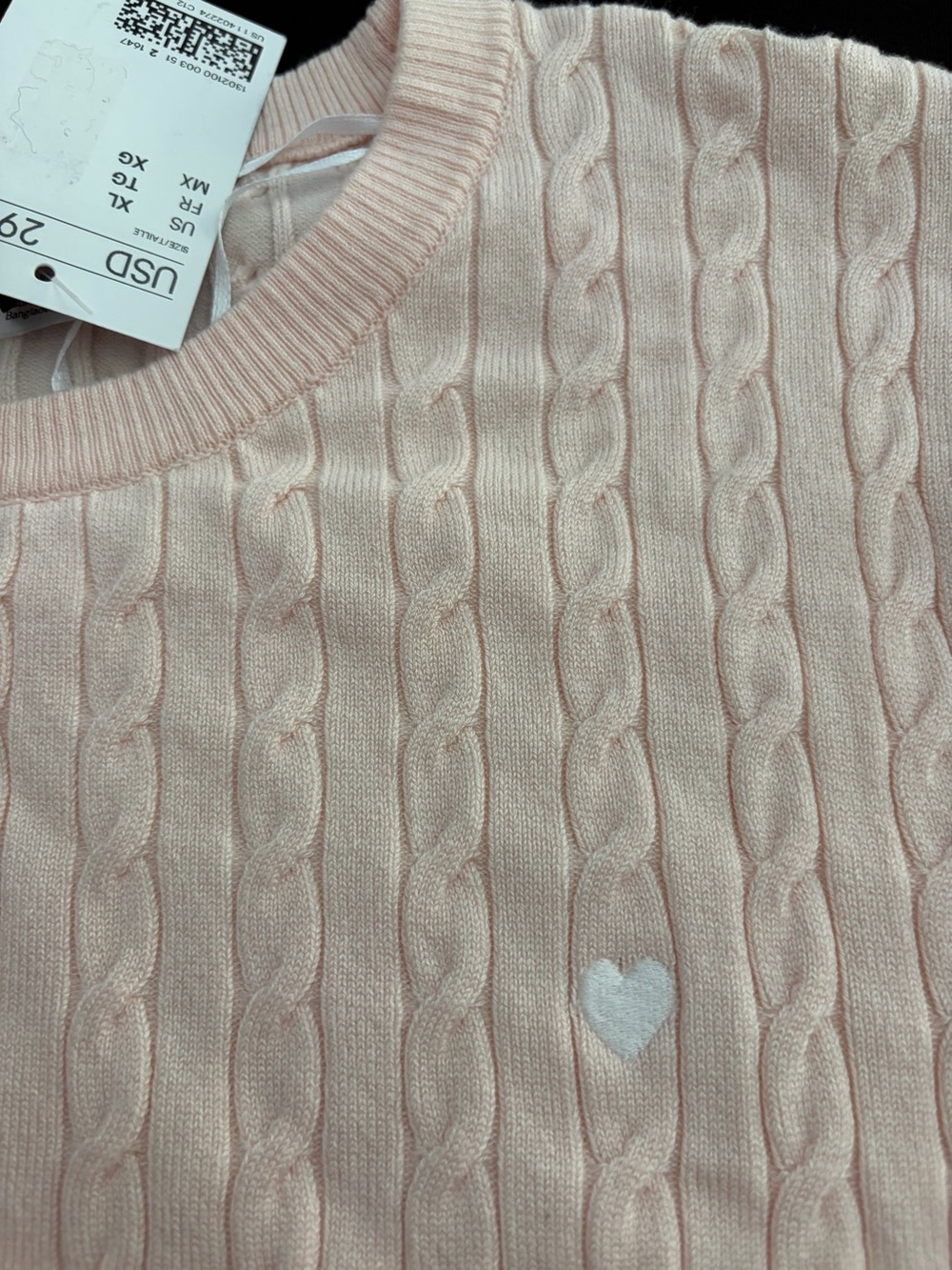 H&M Pink Cable-Knit Crew Sweater